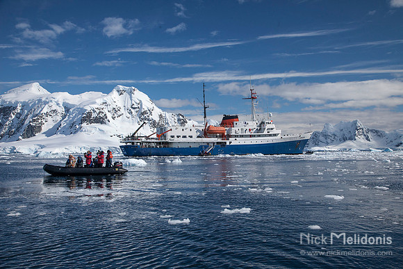 Research vessel from zodiacs