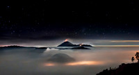 Volcanoes, pre-dawn, Indonesia